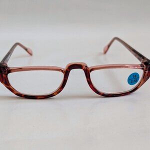 NWT Vintage 90's Plastic Rectangle Half Frame Reading Glasses (Red. Tortoise)